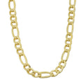 14K Yellow Gold Filled Mens High Polish Solid Figaro Link Necklace 6.2 Mm