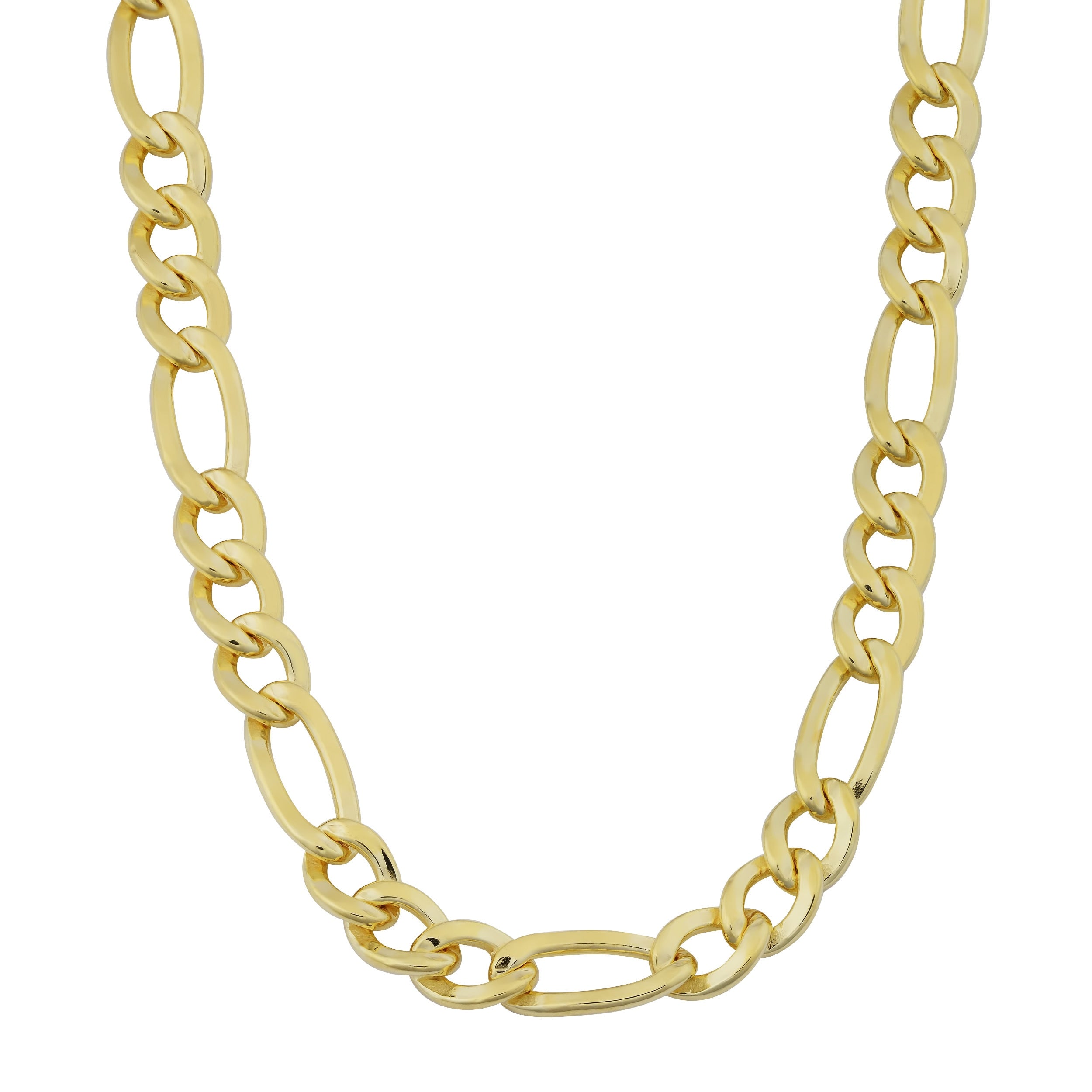 14K Yellow Gold Filled Mens High Polish Solid Figaro Link Necklace 6.2 Mm
