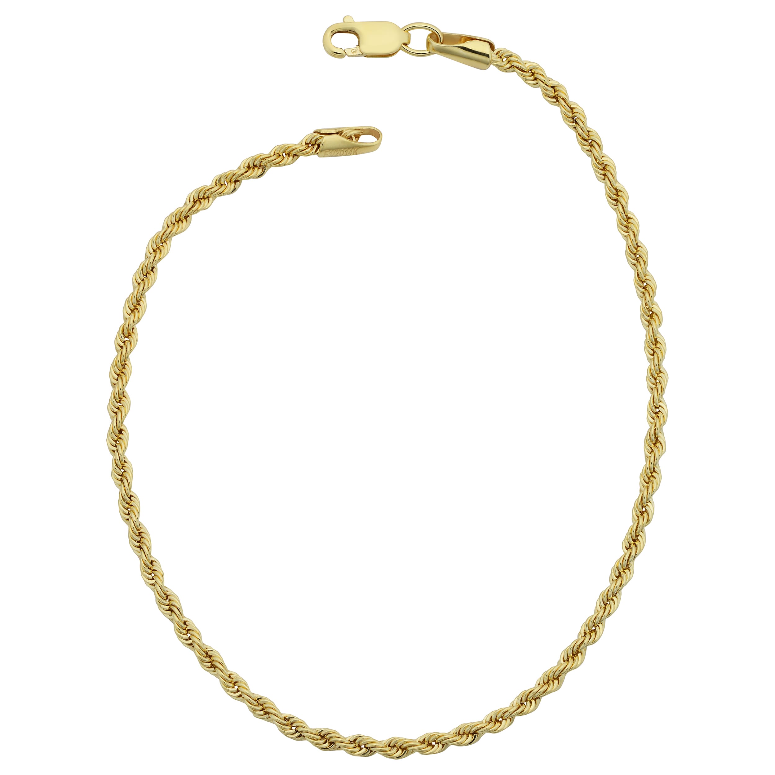 Fremada 14K Yellow Gold Filled Unisex 2.10 Mm Rope Chain Bracelet 7.5 Or 8.5 Inches