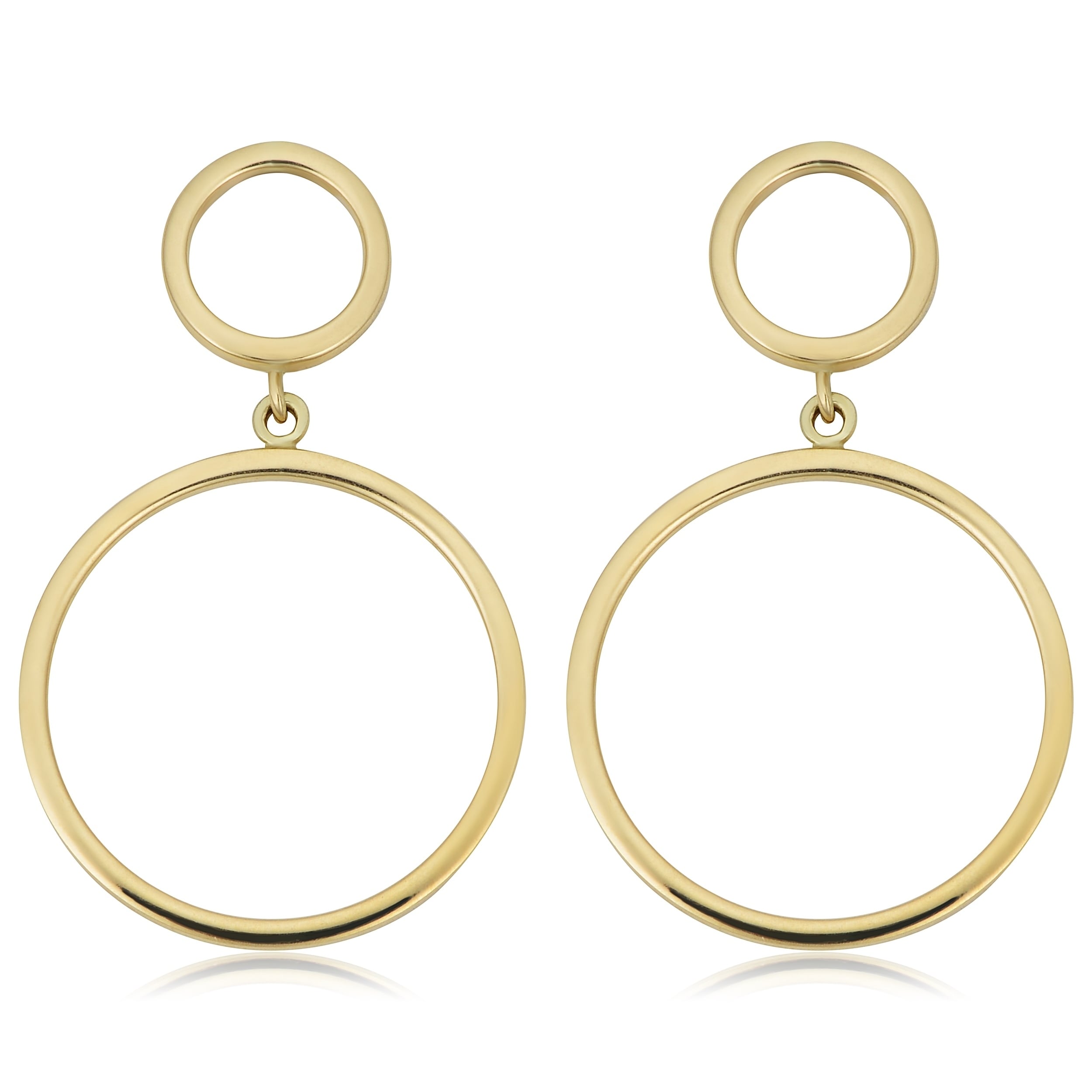 Fremada 14K Yellow Gold Graduated Circle Drop Earrings