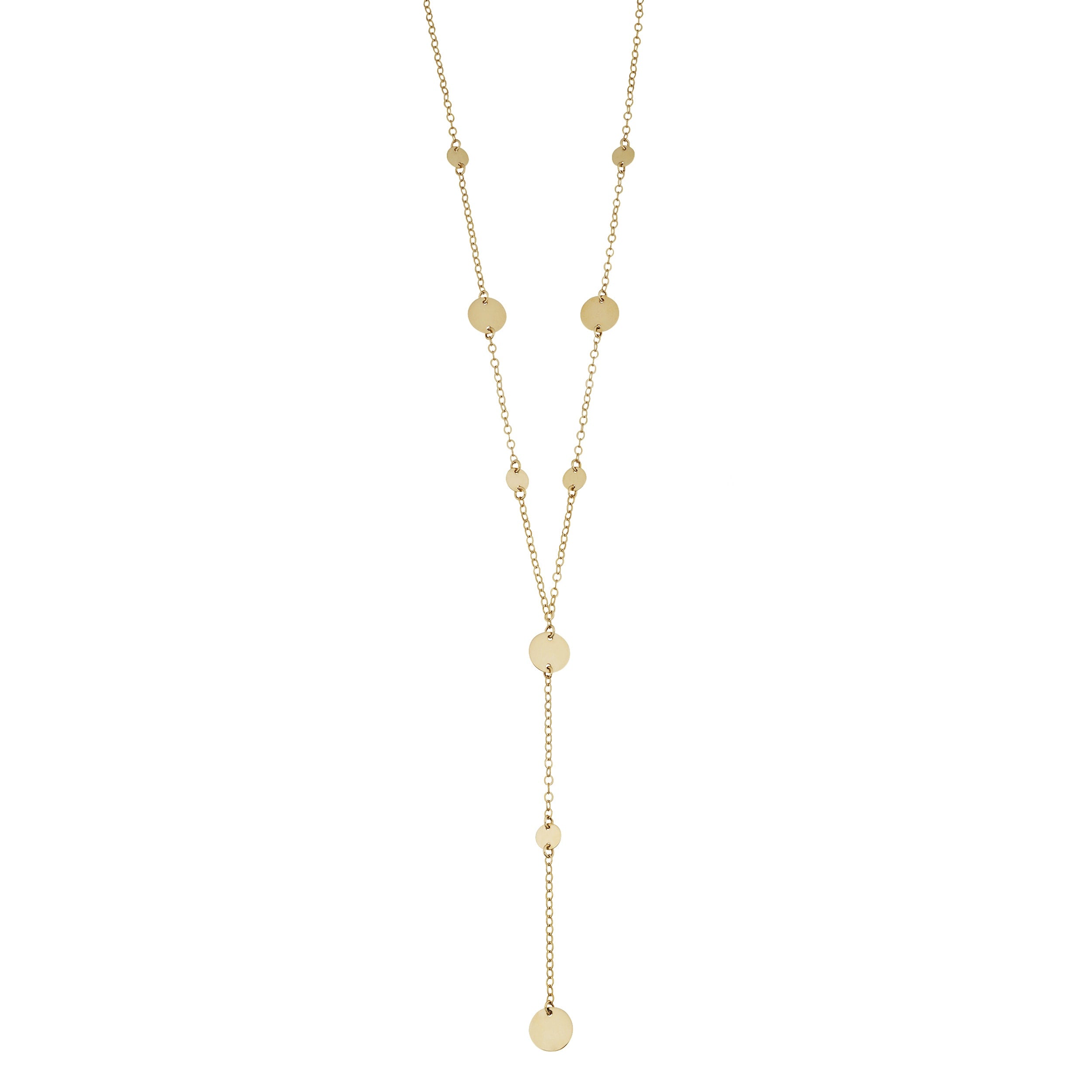 Fremada 14K Yellow Gold High Polish Disc Station Lariat Necklace 17 Inches