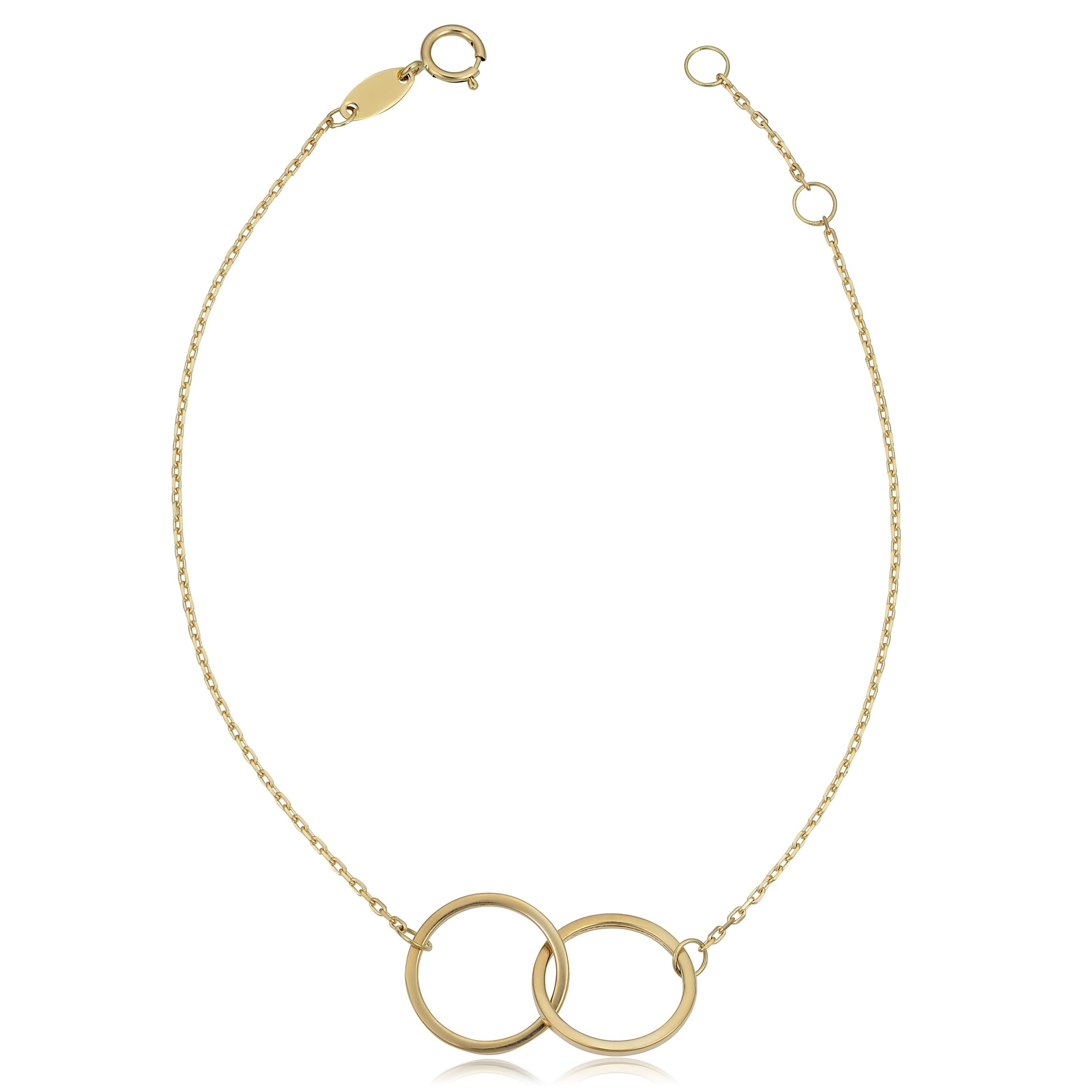 Fremada 14K Yellow Gold High Polish Double Circle Adjustabale Bracelet