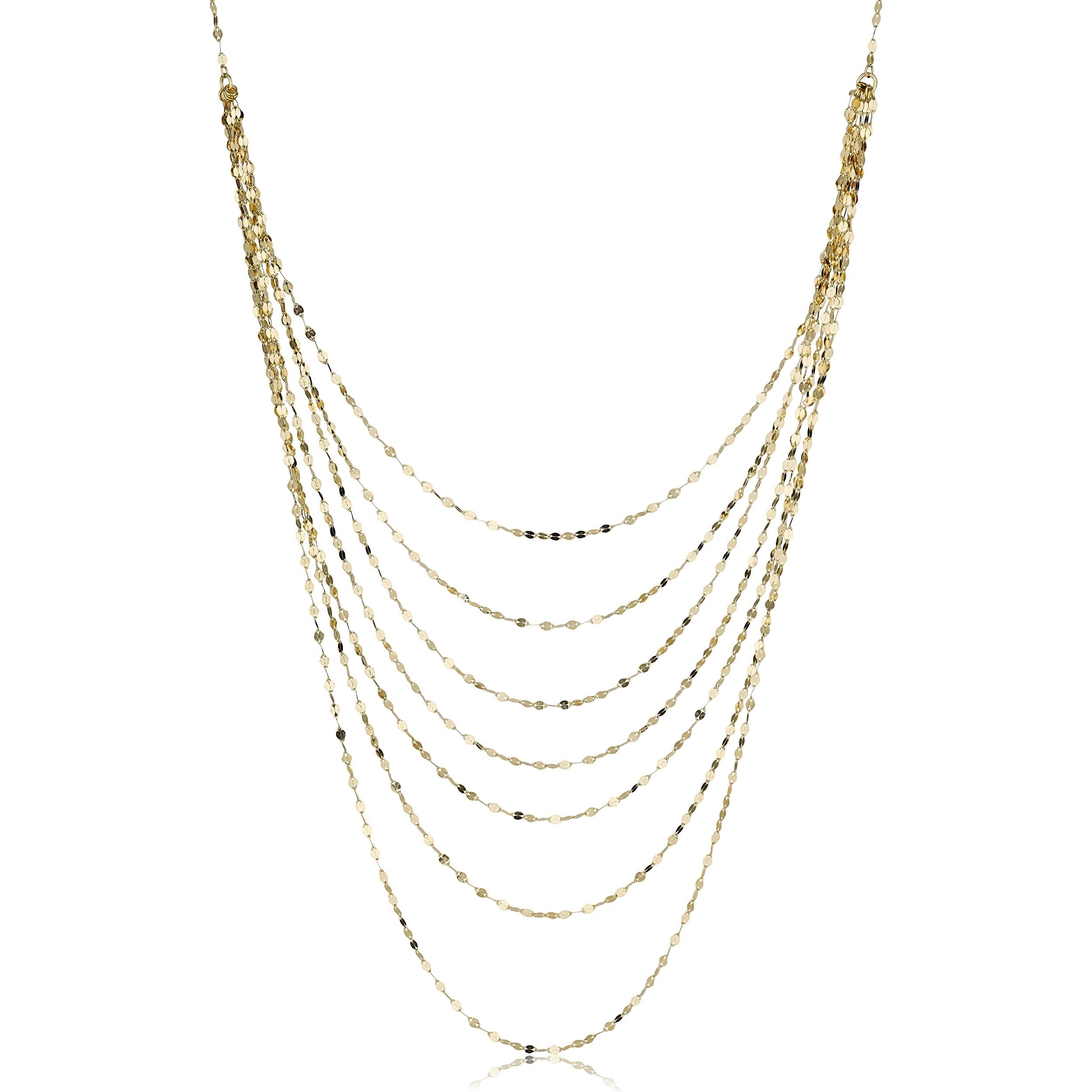 Fremada 14K Yellow Gold Mirror Link Layered Necklace 18 Inch