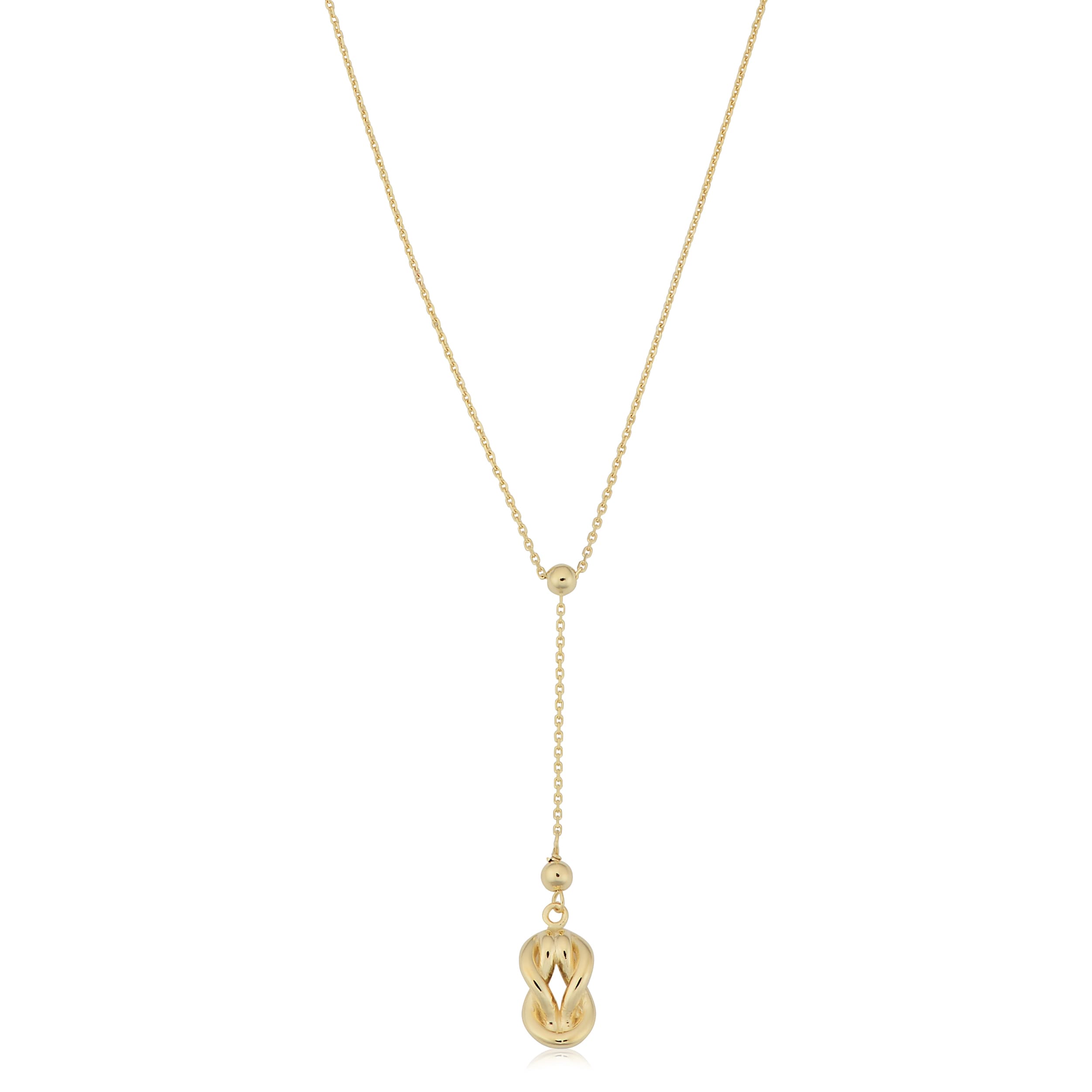 Fremada Italian 10K Yellow Gold Love Knot Drop Necklace 18 Inches