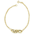 Fremada Italian 10K Yellow Gold Oval Links And Double Strand Forzatina Bracelet 7.5 Inches