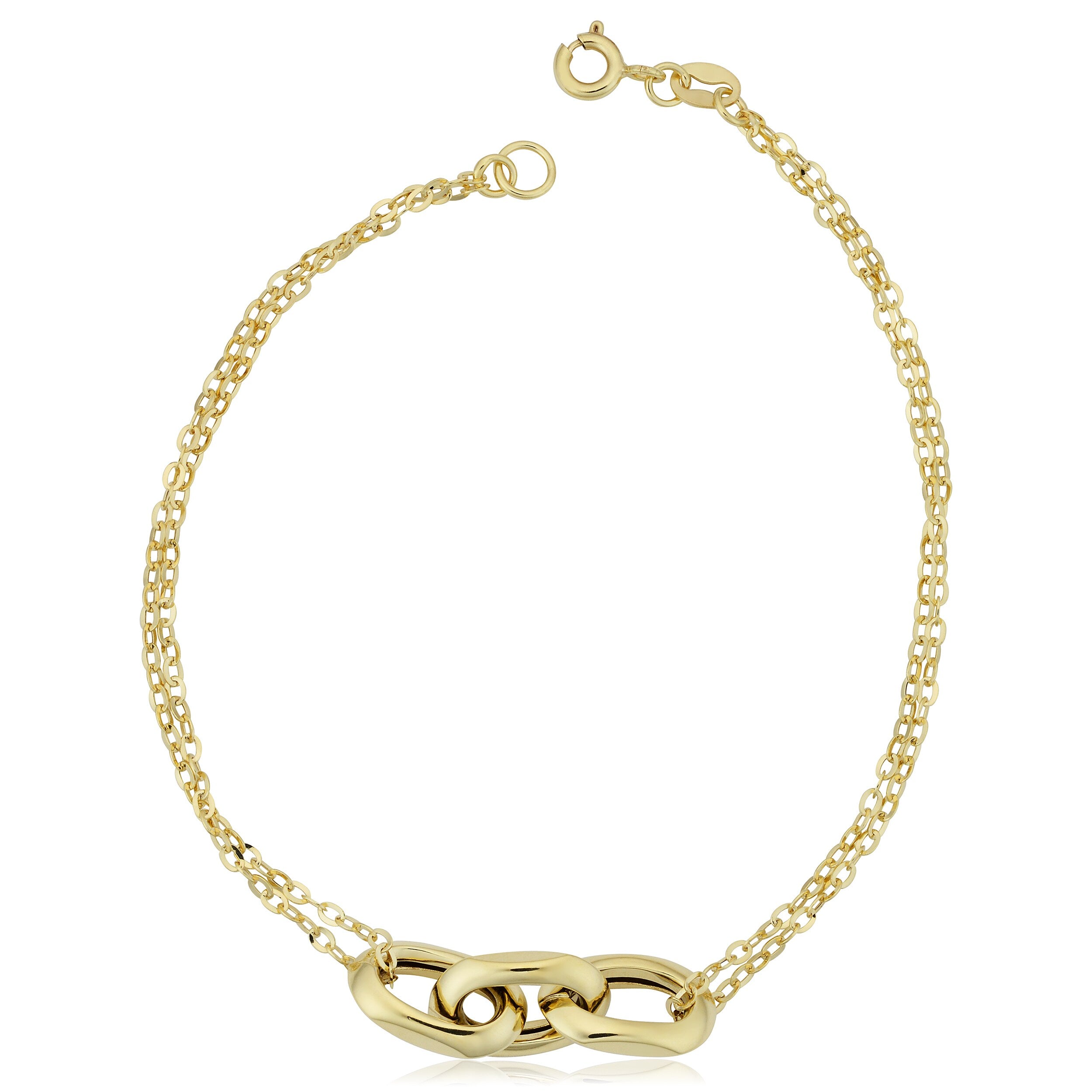 Fremada Italian 10K Yellow Gold Oval Links And Double Strand Forzatina Bracelet 7.5 Inches