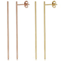 Fremada Italian 14K Gold 1.1 Millimeter Thin Bar Earrings Yellow Gold Or Rose Gold
