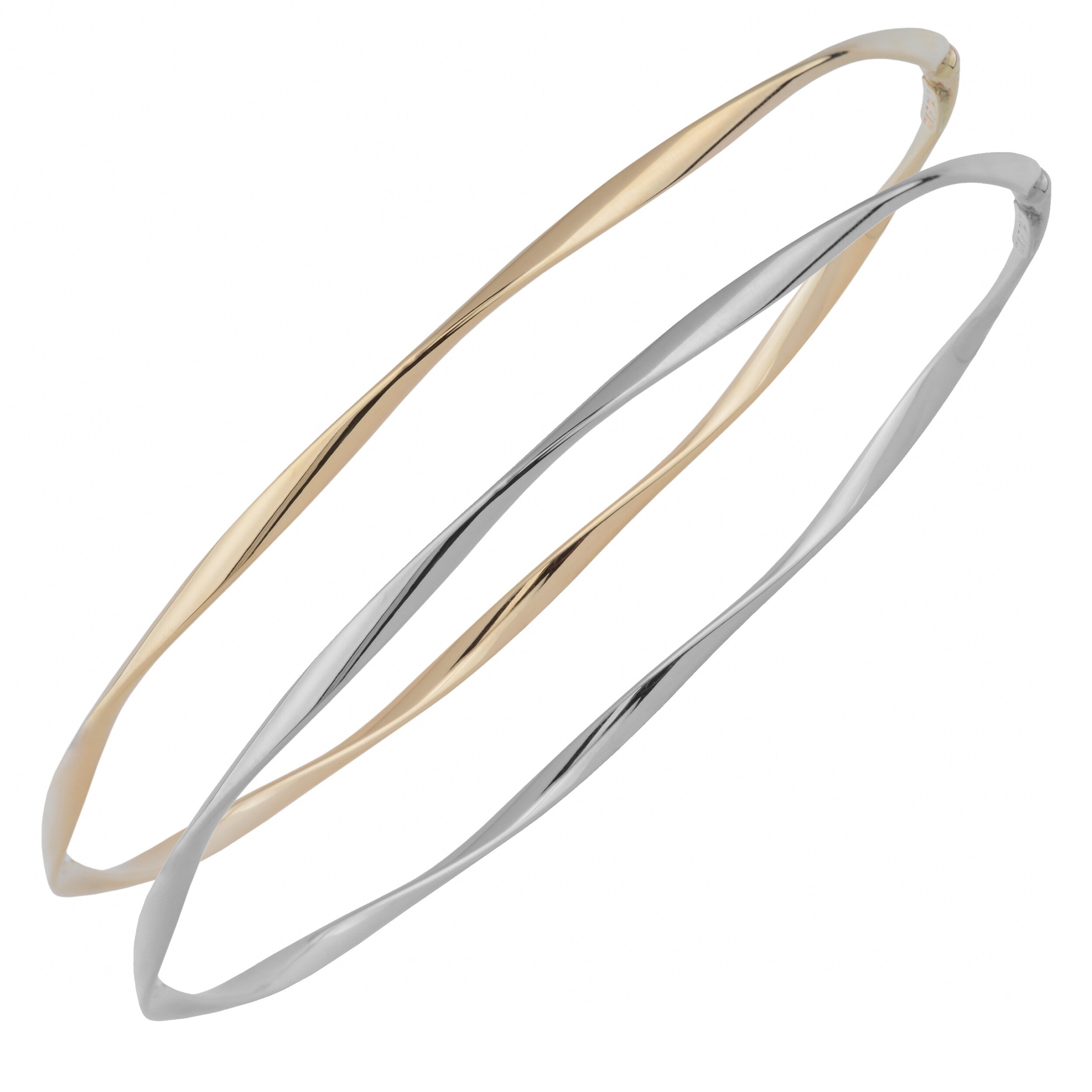 Fremada Italian 14K Gold 2.5 Mm Polish Twisted Slip On Bangle Bracelet Yellow Or White