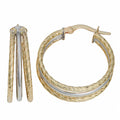 Fremada Italian 14K Two Tone Gold Diamond Cut And High Polish Triple Hoop Earrings