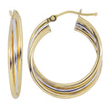 Fremada Italian 14K Two Tone Gold High Polish Overlapping Triple Hoop Earrings