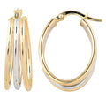Fremada Italian 14K Two Tone Gold High Polish Triple Oval Hoop Earrings
