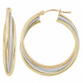 Fremada Italian 14K Two Tone Gold Interlocking Triple Hoop Earrings