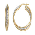 Fremada Italian 14K Two Tone Gold Overlapping Triple Oval Hoop Earrings