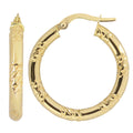 Fremada Italian 14K Yellow Gold 3X20 Mm Diamond Cut And High Polish Round Hoop Earrings