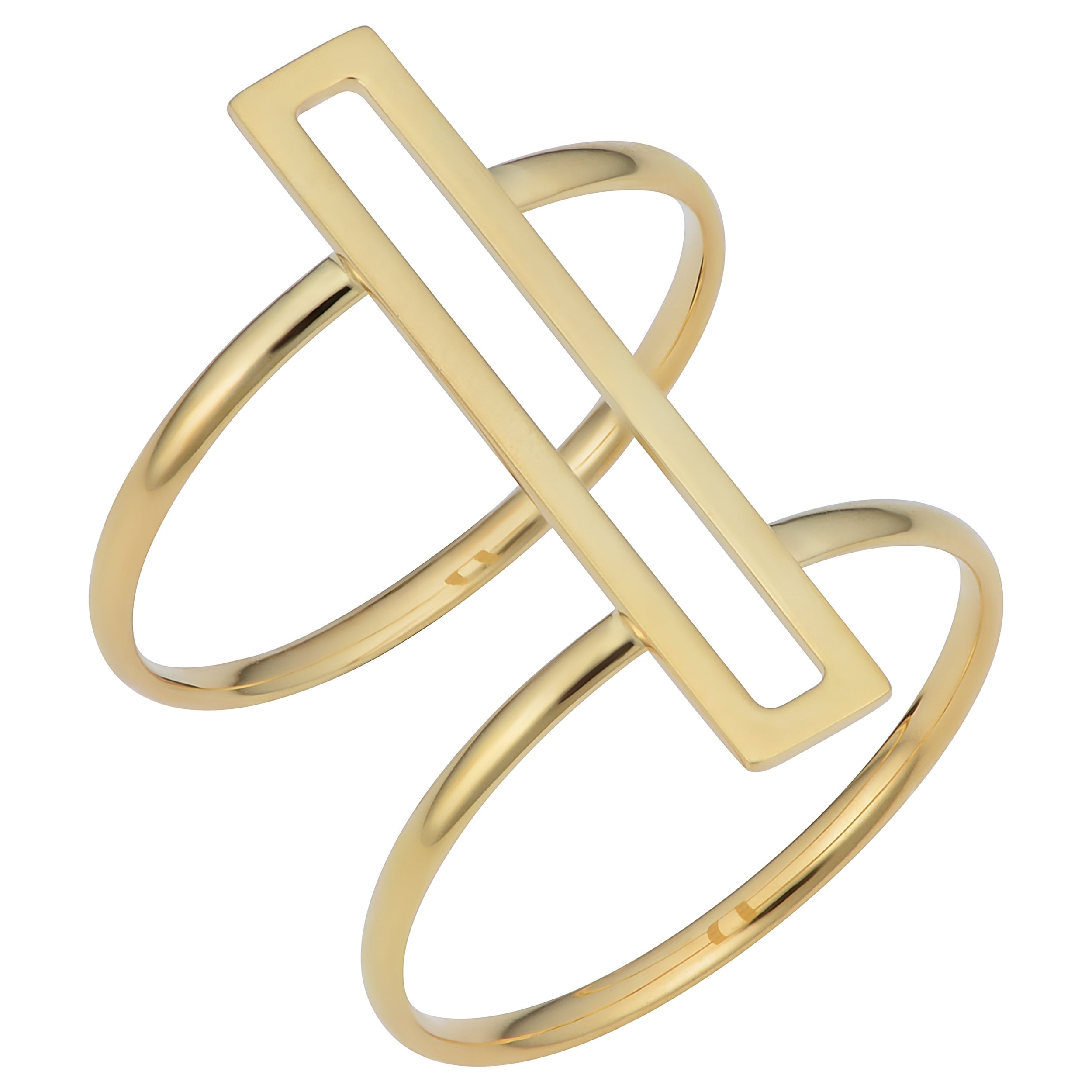 Fremada Italian 14K Yellow Gold Bar Double Ring