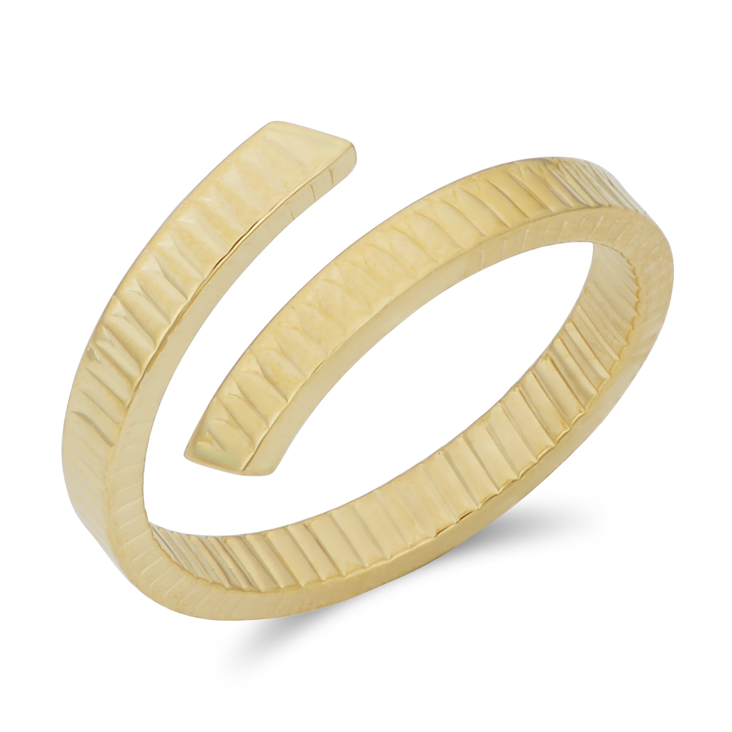 Fremada Italian 14K Yellow Gold Diamond Cut Bypass Ring