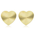 Fremada Italian 14K Yellow Gold Diamond Cut Heart Stud Earrings