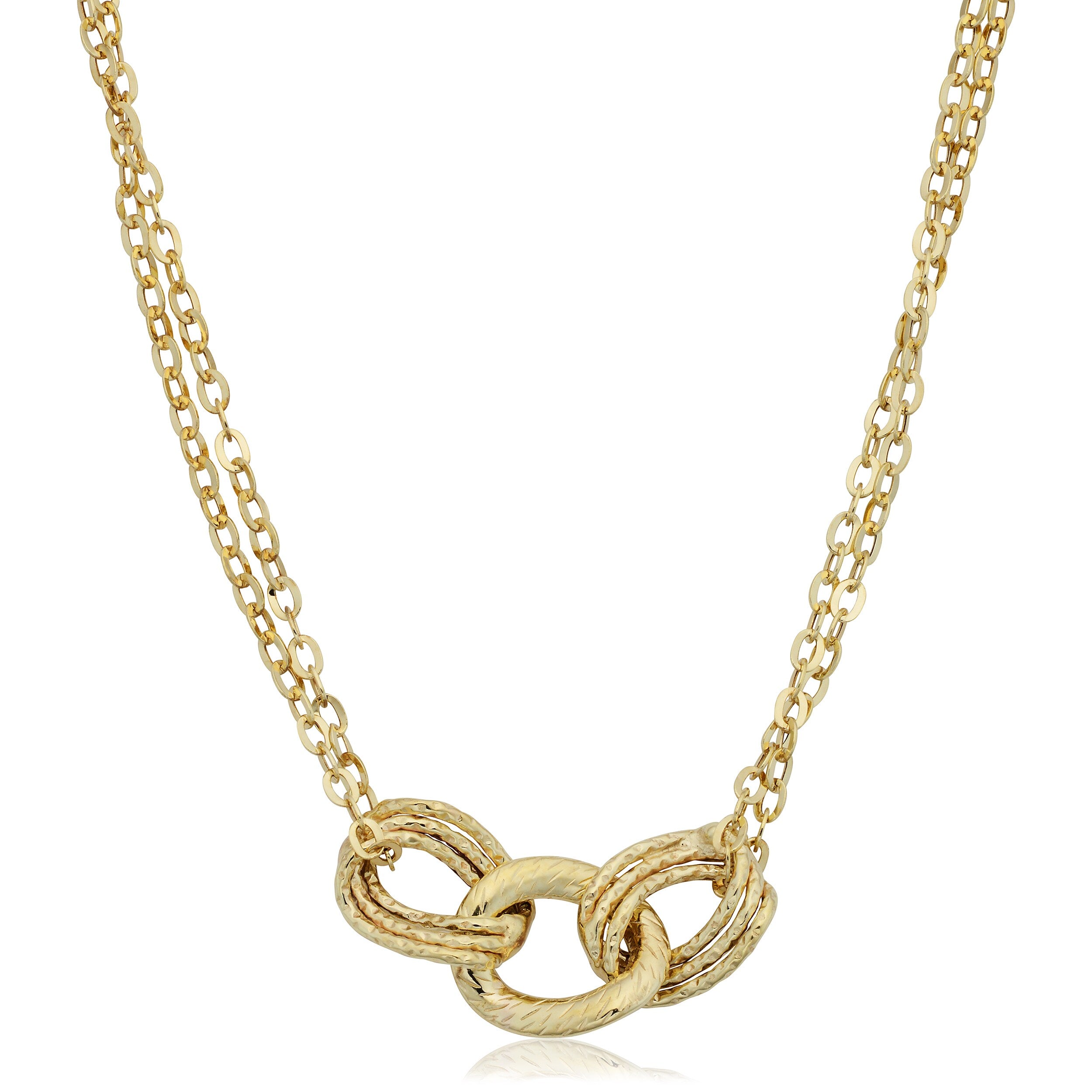 Fremada Italian 14K Yellow Gold Diamond Cut Links And Double Strand Necklace 18 Inches