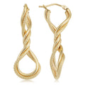 Fremada Italian 14K Yellow Gold Elongated Twisted Hoop Earrings