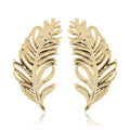 Fremada Italian 14K Yellow Gold Feather Stud Earrings
