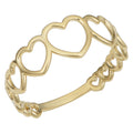 Fremada Italian 14K Yellow Gold High Polish Graduated Hearts Ring