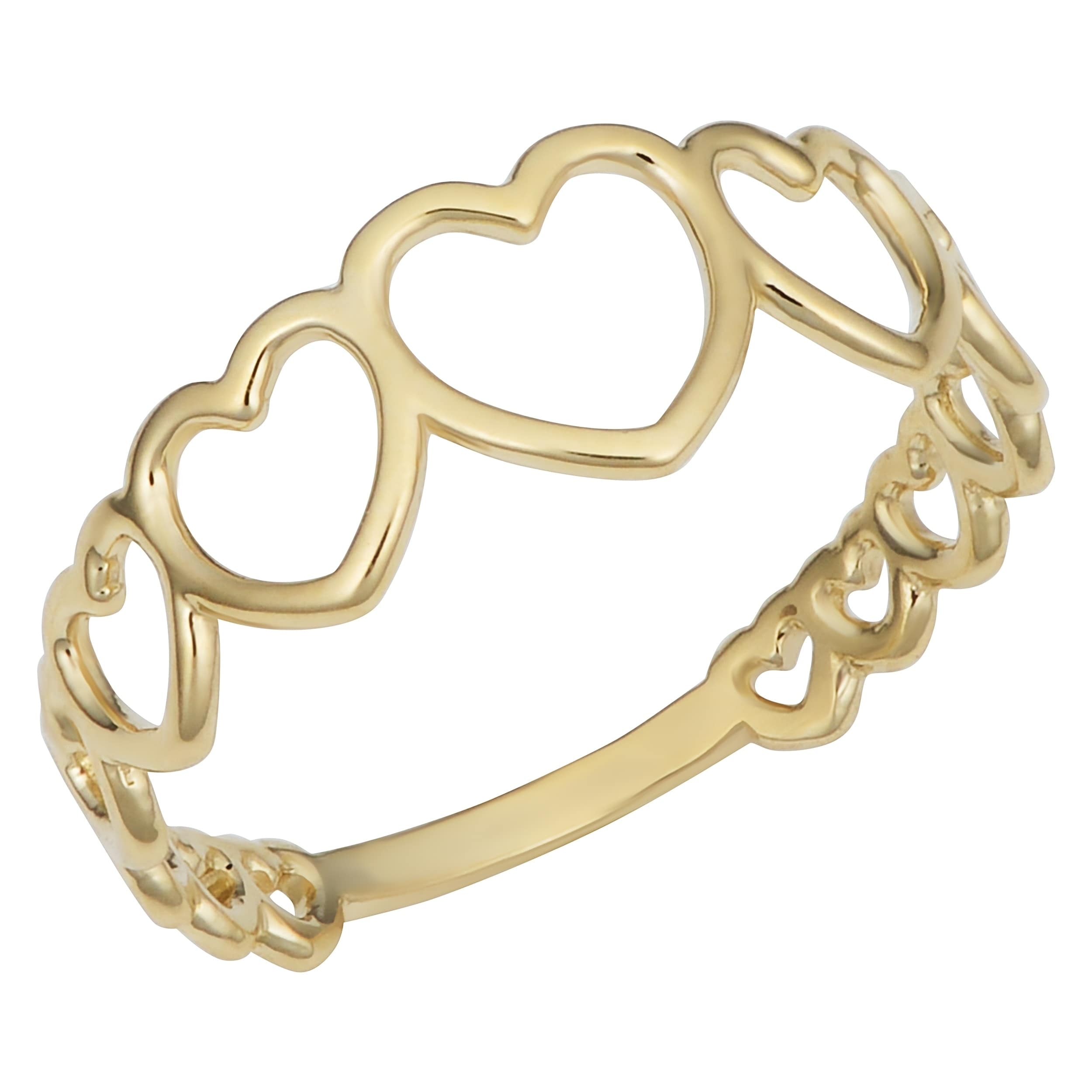 Fremada Italian 14K Yellow Gold High Polish Graduated Hearts Ring