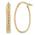 Fremada Italian 14K Yellow Gold High Polish Ripple Design Oval Hoop Earrings 1.1