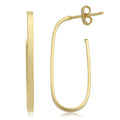 Fremada Italian 14K Yellow Gold Oblong Open Hoop Earrings Silver