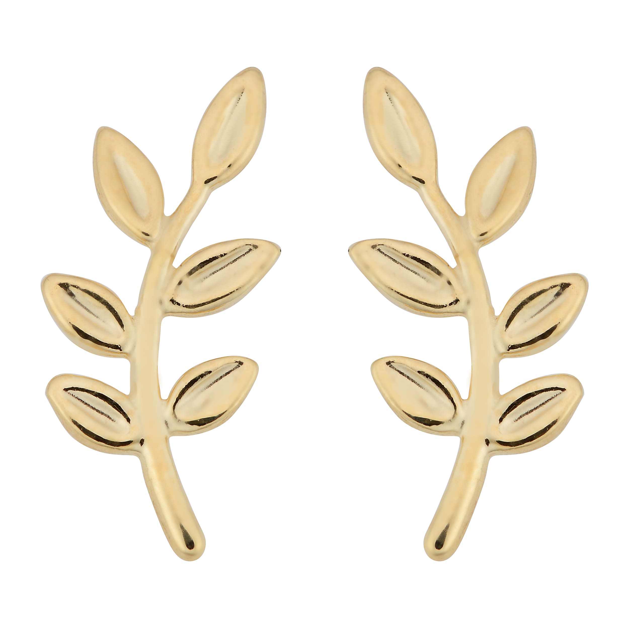 Fremada Italian 14K Yellow Gold Olive Branch Stud Earrings