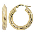 Fremada Italian 14K Yellow Gold Twist Design Hoop Earrings