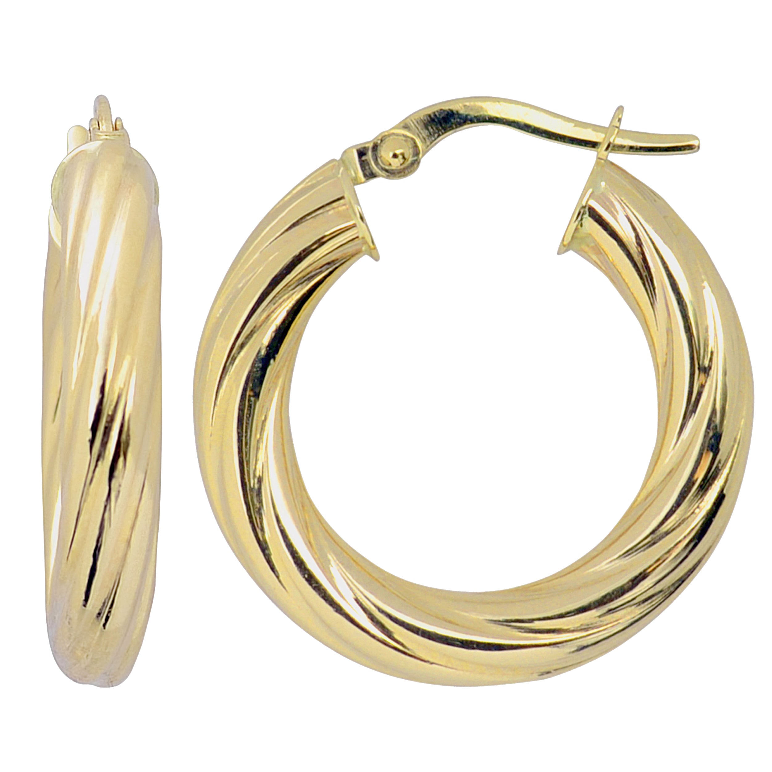 Fremada Italian 14K Yellow Gold Twist Design Hoop Earrings