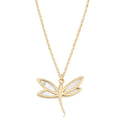 Fremada Italian 14K Yellow Gold And Mother Of Pearl Dragonfly Necklace 18 Inches