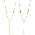 Fremada Italian 14K Yellow Gold Or Rose Gold Adjustable Length Bar Drop Necklace Adjusts To 17 Or 18 Inches
