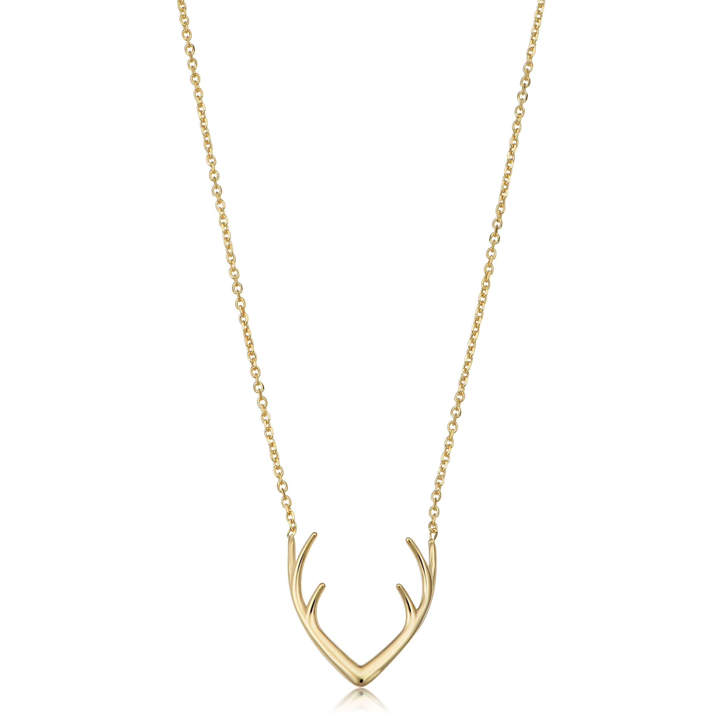 Fremada Italian 14K Yellow Gold Or Rose Gold Antler Adjustable Length Necklace Fits 17 Or 18 Inches