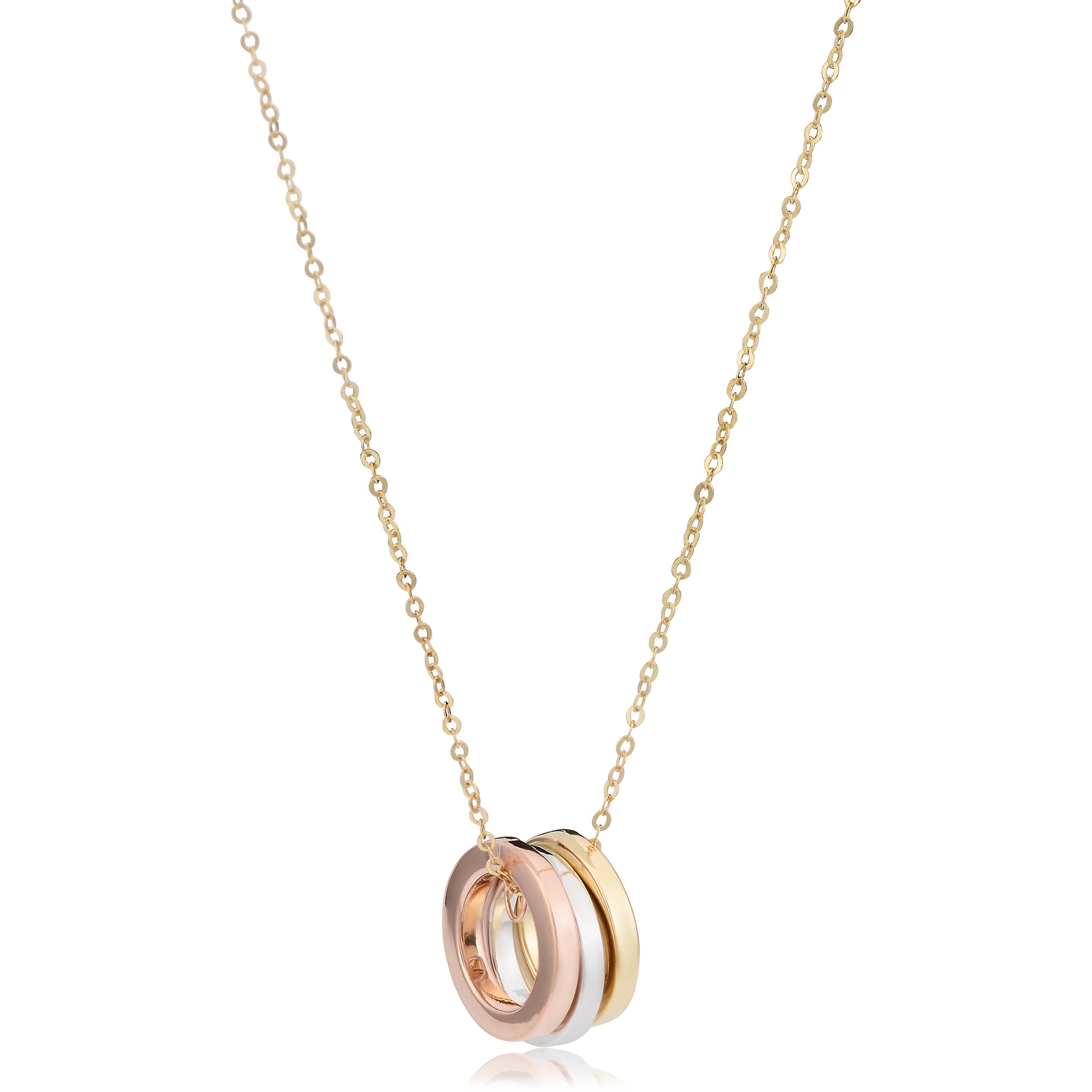 Fremada Italian 14K Tricolor Gold Triple Ring Necklace 18 Inches