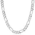 Fremada Italian Rhodium Plated Sterling Silver Bold Solid Mens 8.5 Mm Figaro Link Necklace