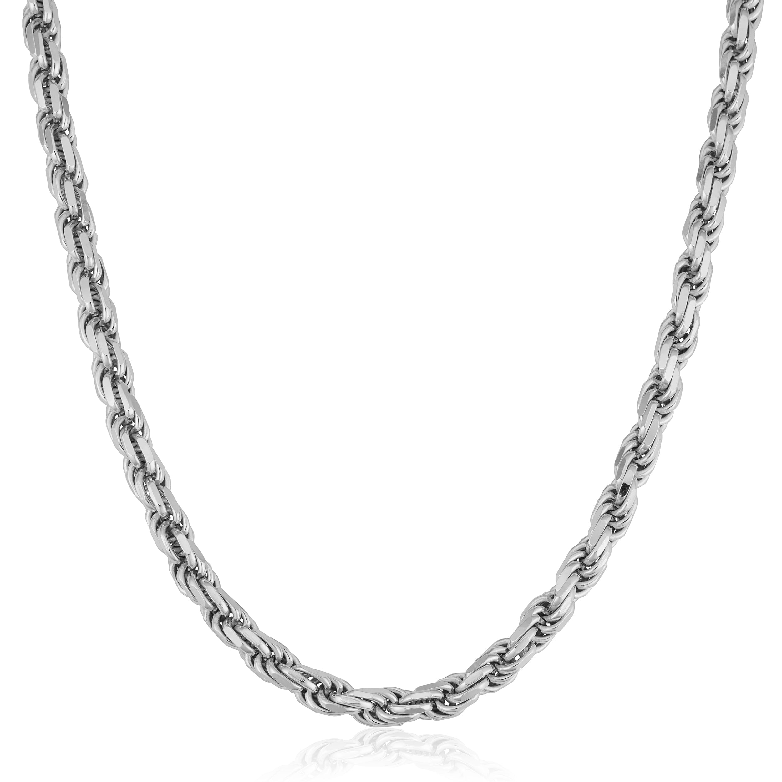 Fremada Italian Rhodium Plated Sterling Silver Mens 3.75 Mm Rope Chain Necklace 18 36 Inches