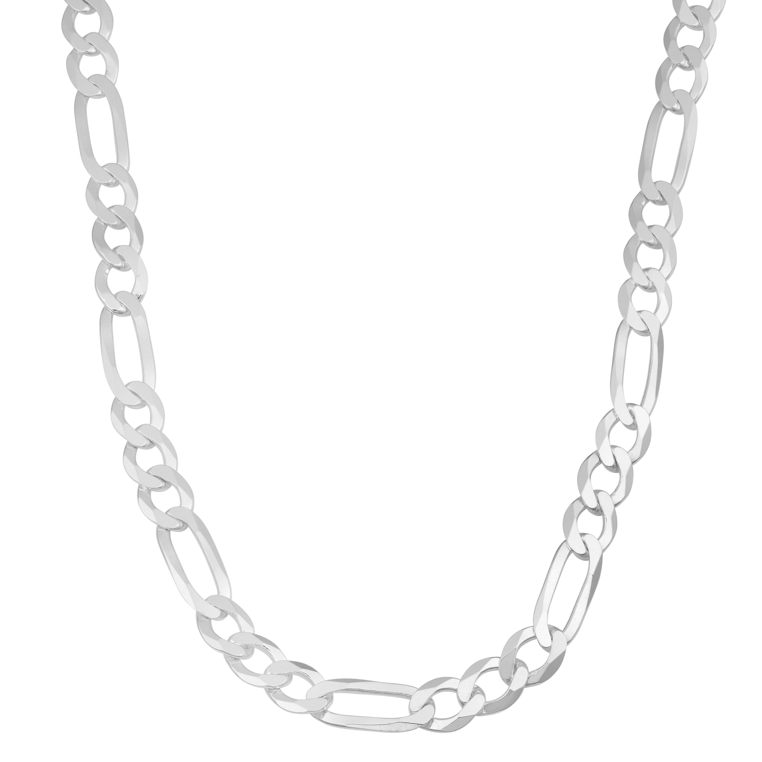 Fremada Italian Rhodium Plated Sterling Silver Solid Mens 6.7 Mm Figaro Link Necklace