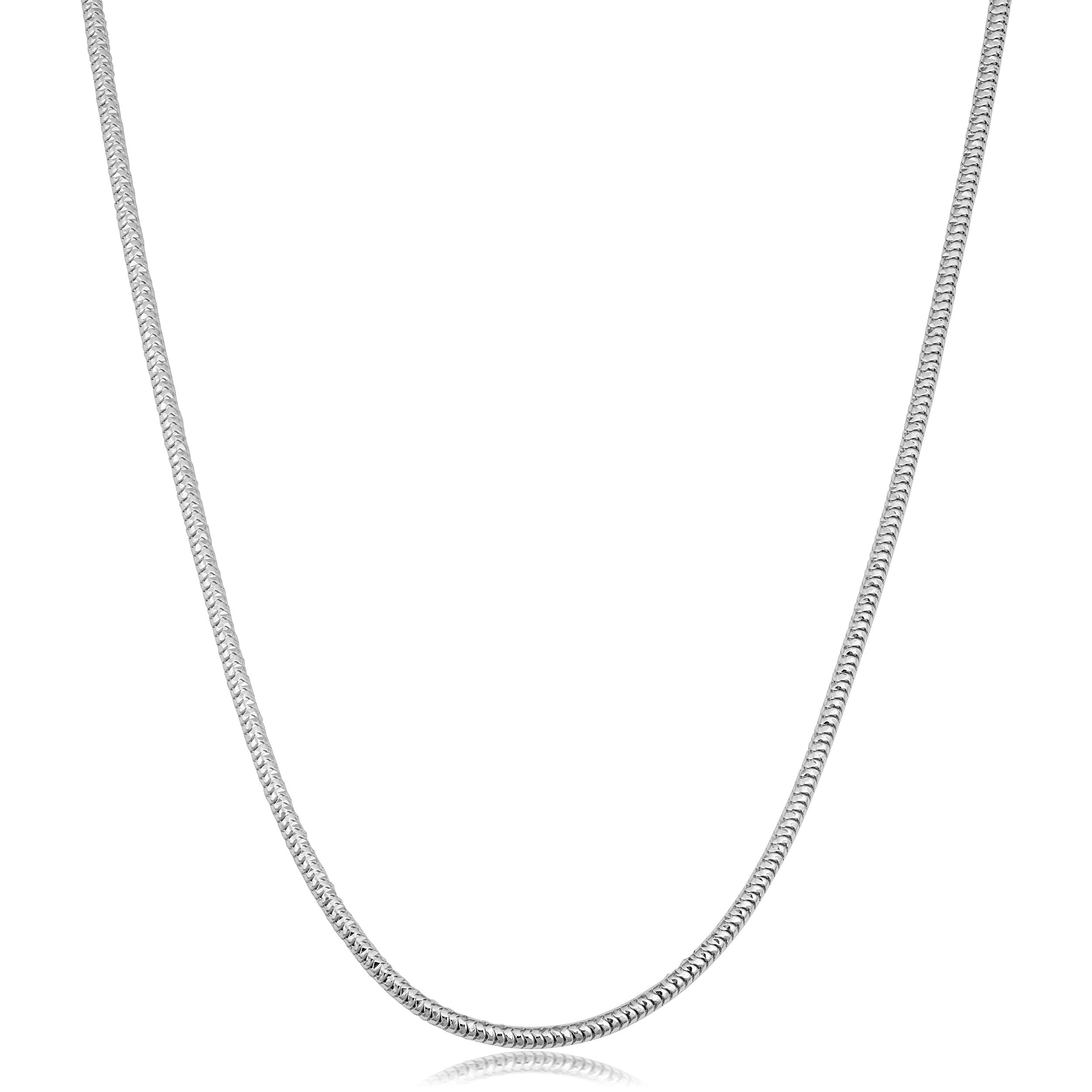 Fremada Italian Sterling Silver 1.9 Millimeters Diamond Cut Round Snake Necklace