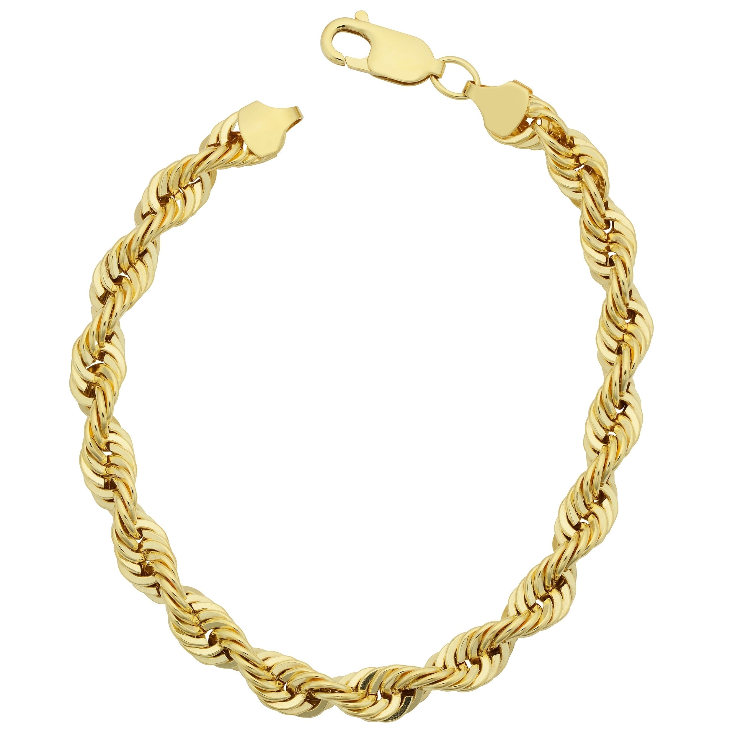 Fremada Mens 14K Yellow Gold Filled Bold 6 Mm Rope Chain Bracelet