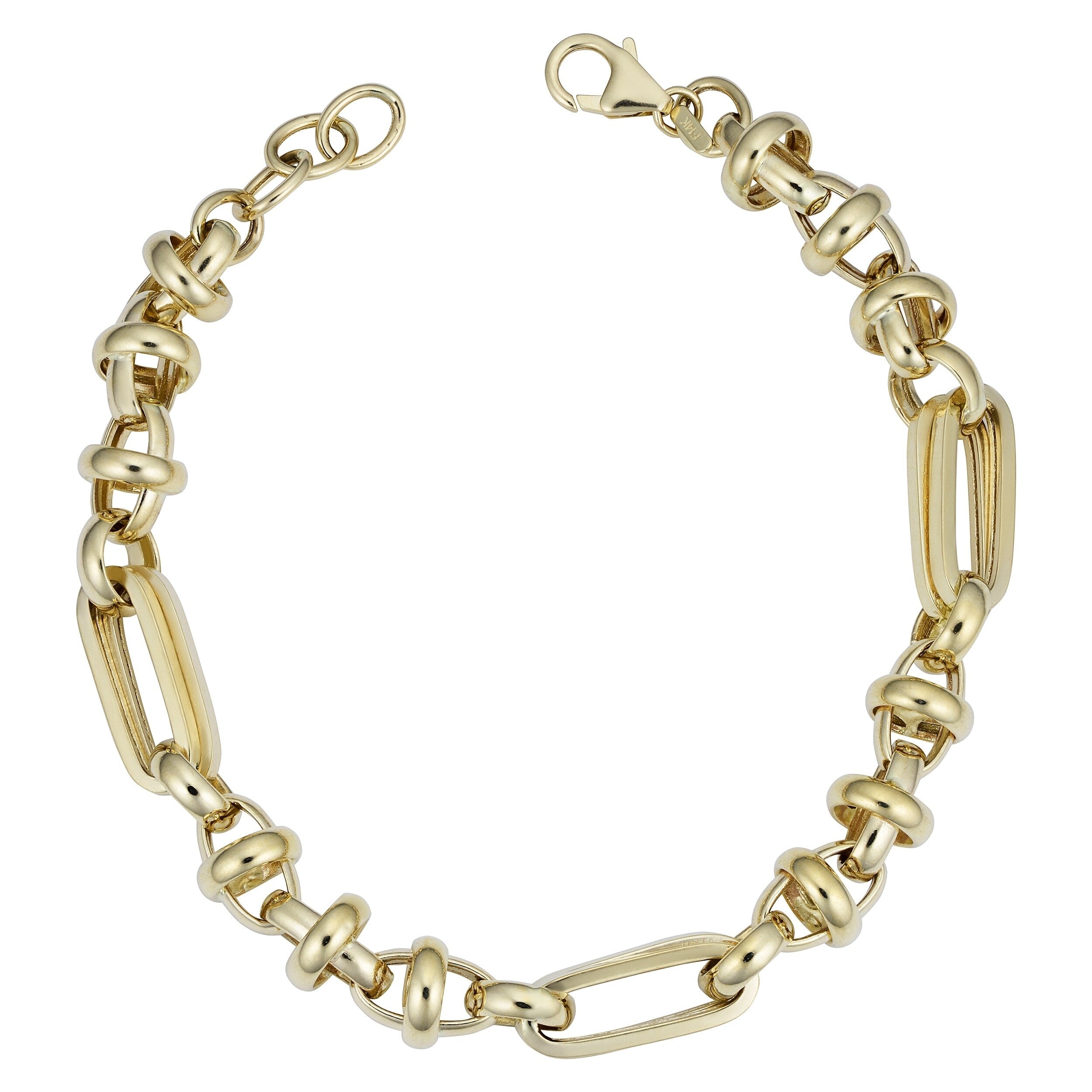 Fremada Mens 14K Yellow Gold Semi Solid Link Bracelet 8 Millimeters 8.5 Inches