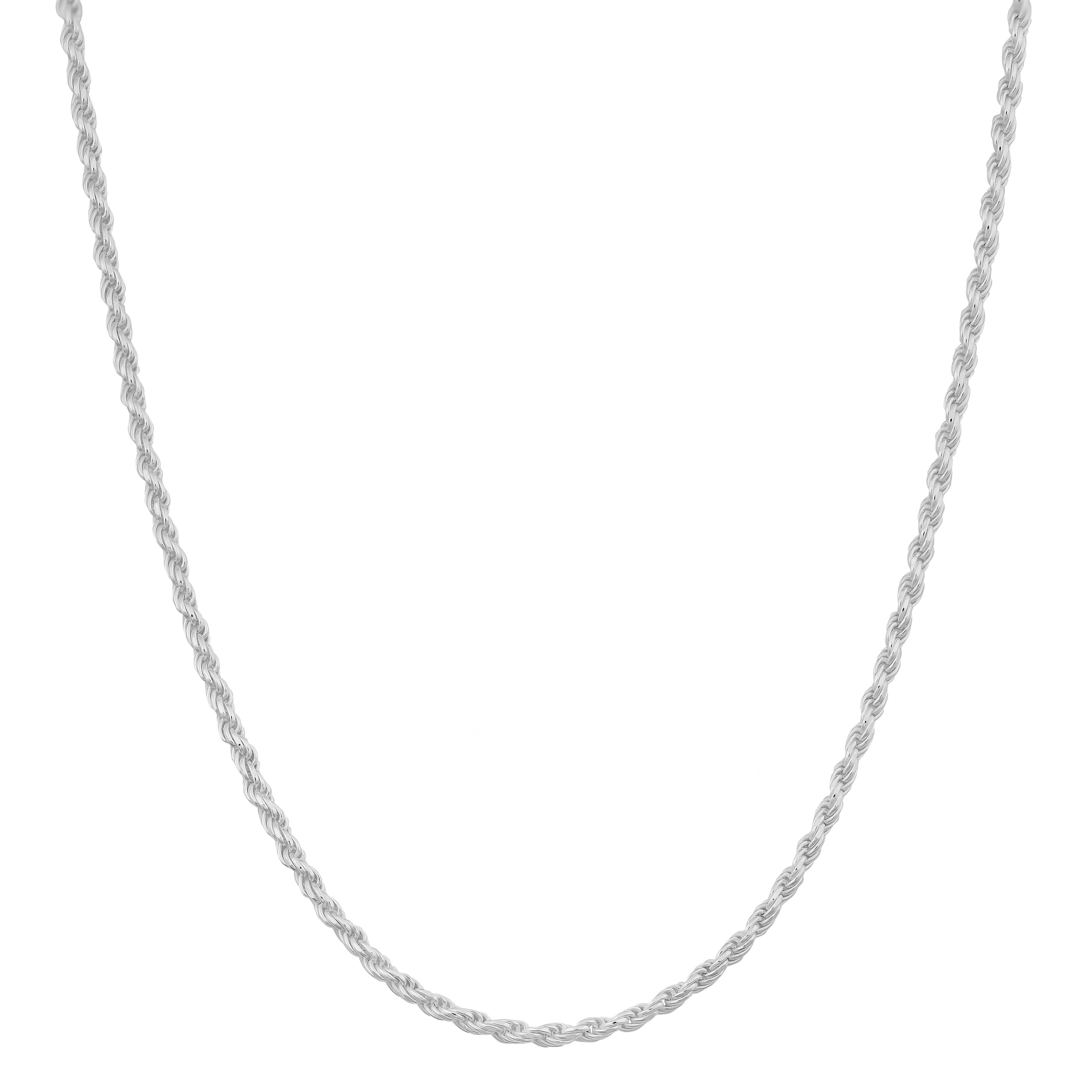 Fremada Sterling Silver 1.2 Mm Diamond Cut Italian Rope Chain Necklace 18 36 Inches