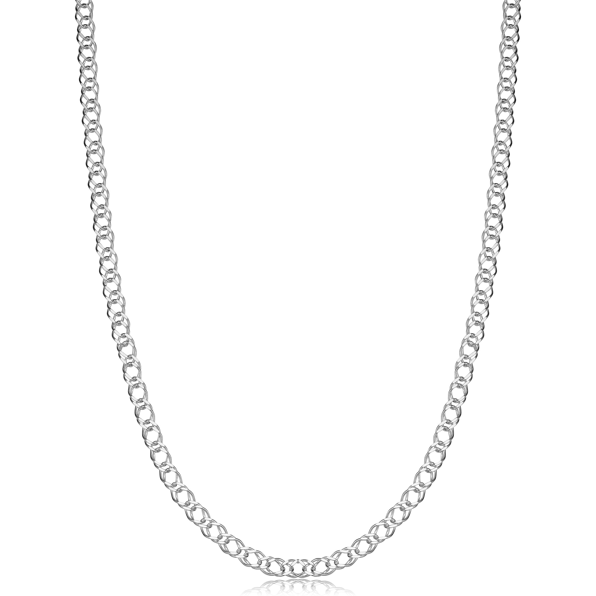 Fremada Sterling Silver 2.8Mm Fancy Double Curb Link Chain Necklace