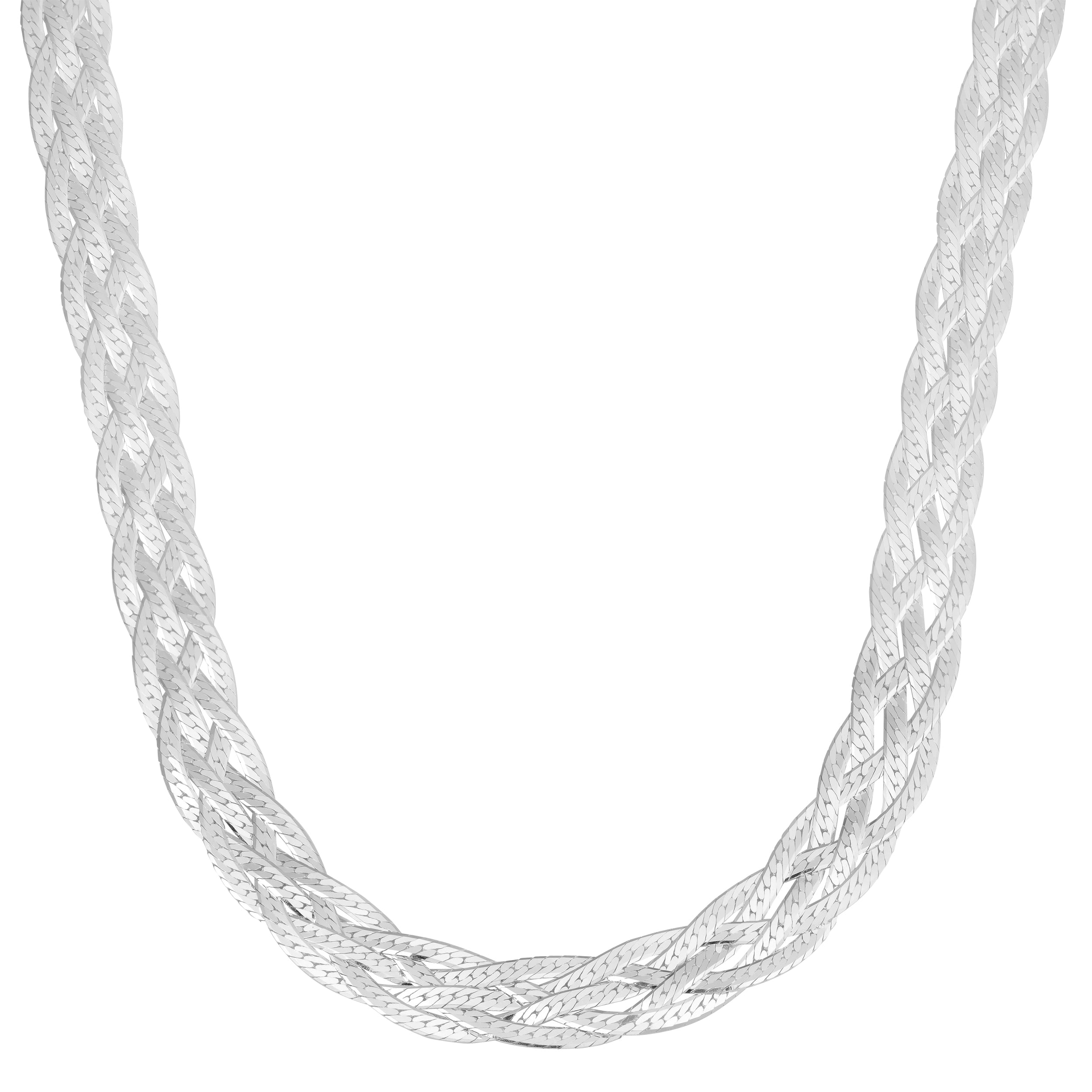 Fremada Sterling Silver 7.5 Mm High Polished Braided Herringbone Necklace 18 Inch