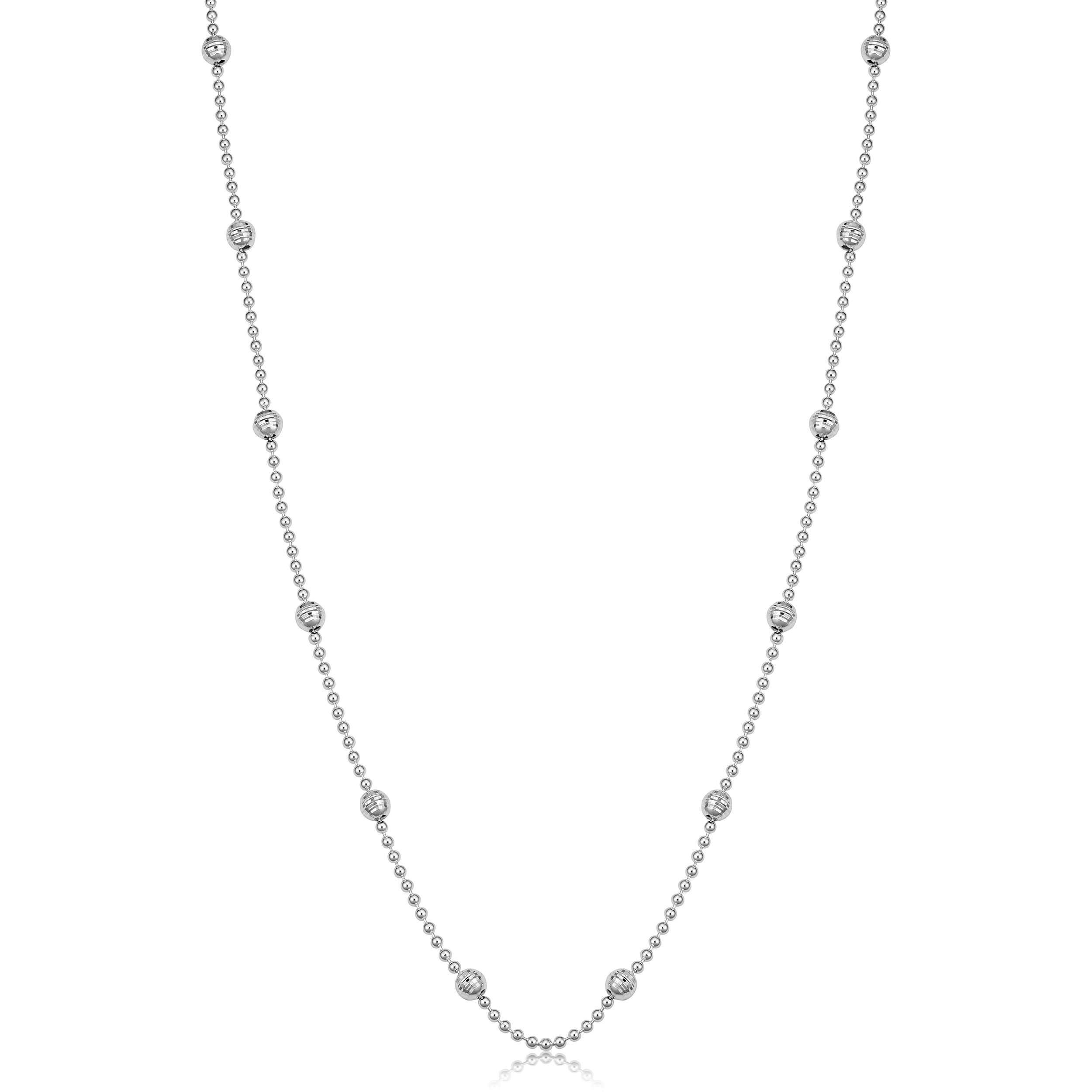 Fremada Sterling Silver Bead And Diamond Cut Ball Sation Necklace 20 36 Inches