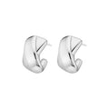 Rhodium Plated Silver Crossover Half A Tube Design Modern Minimalist Earrings