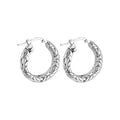Rhodium Plated Italian Silver 5.8Mm Byzantine Hoop Earrings