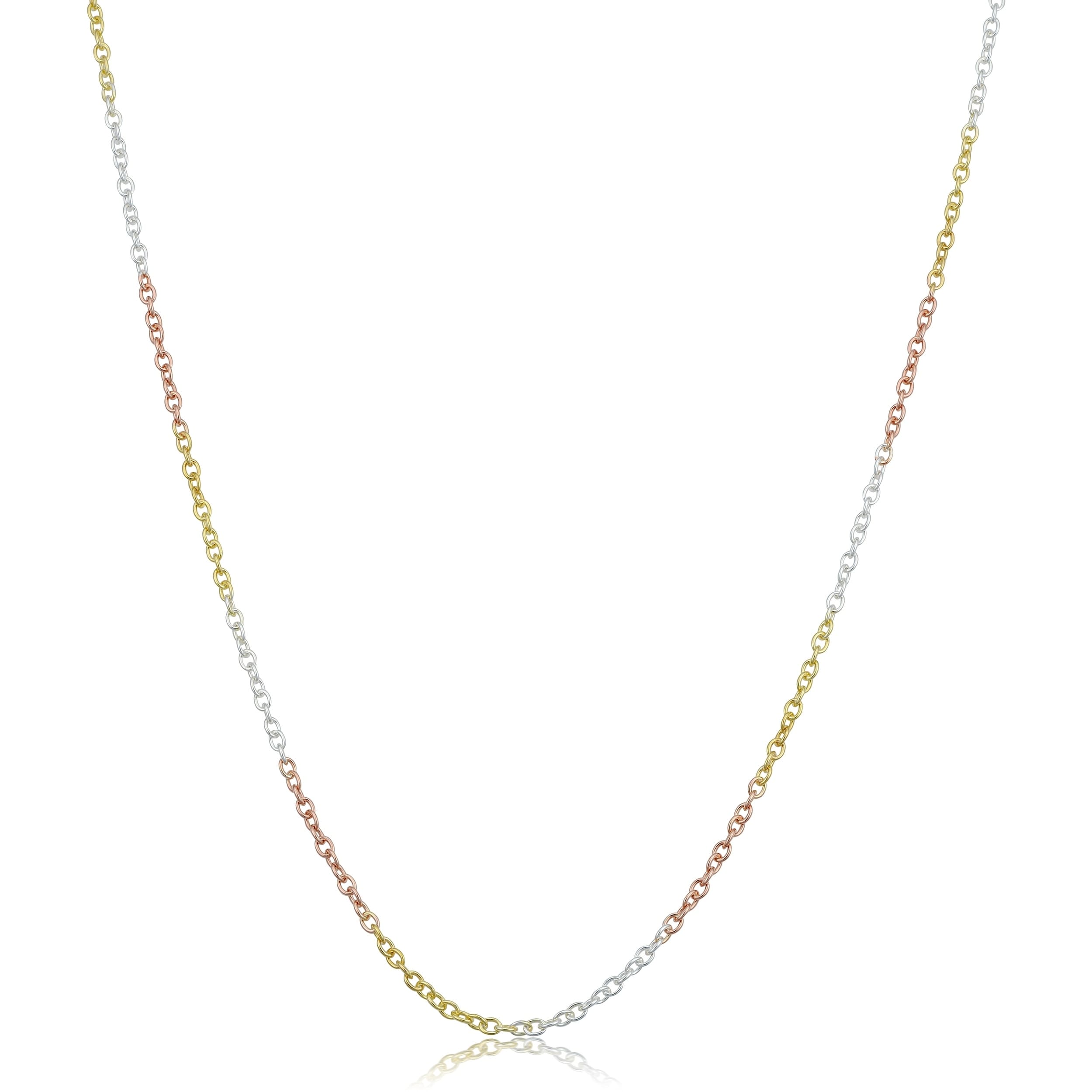 Fremada Tri Color Gold Over Sterling Silver Round Cable Chain Necklace