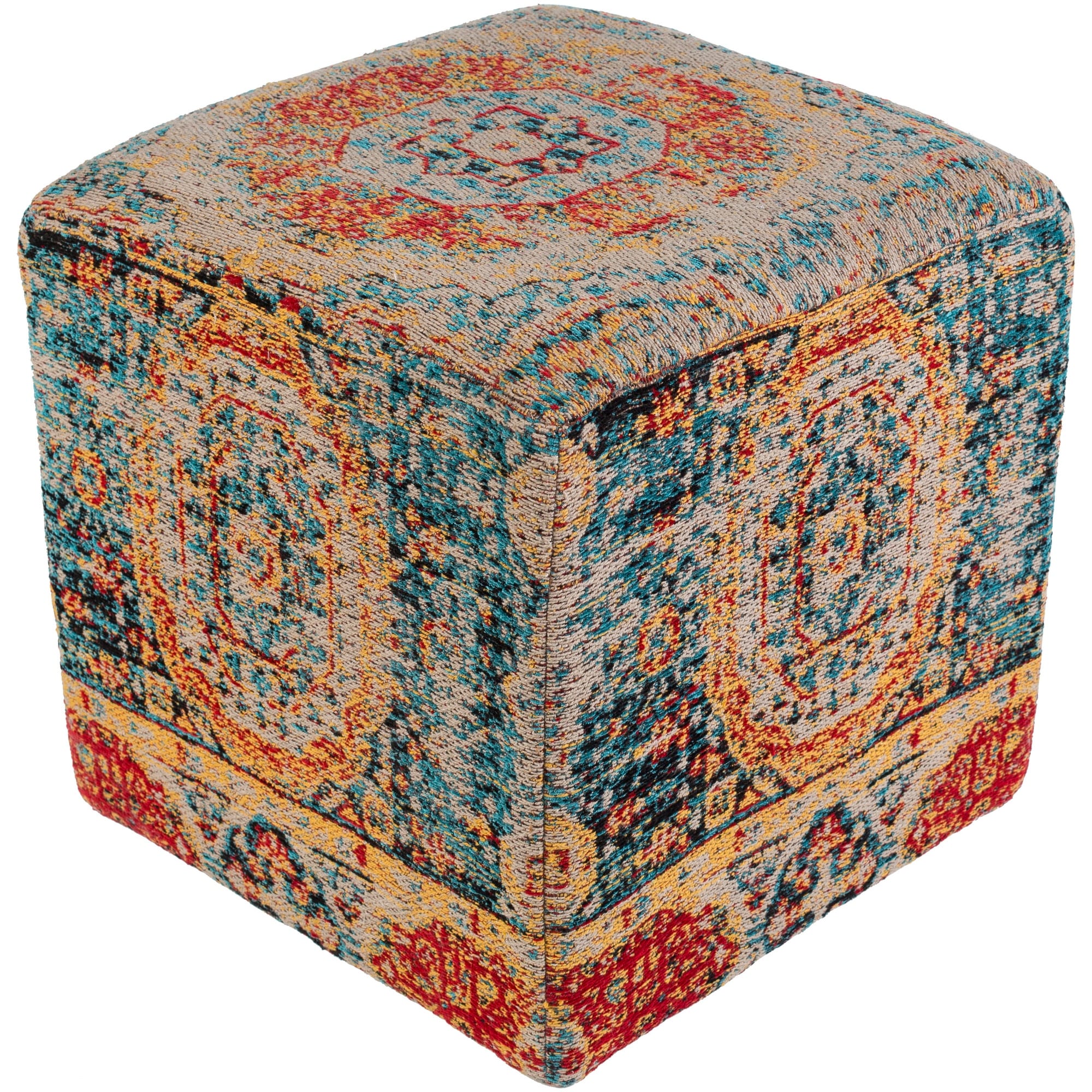 Fremont Traditional Oriental Bright Blue 18 Pouf