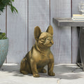 French Bulldog Dog Garden Sculpture Outdoor Garden Statue Gold Finish No Assembly Required 16